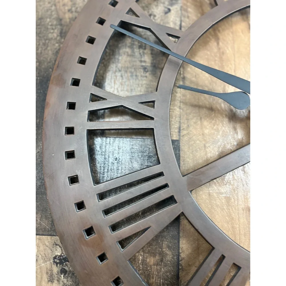 Takane Bronze Metal Roman Numeral Skeleton Wall Clock 18 Inch Industrial 200303